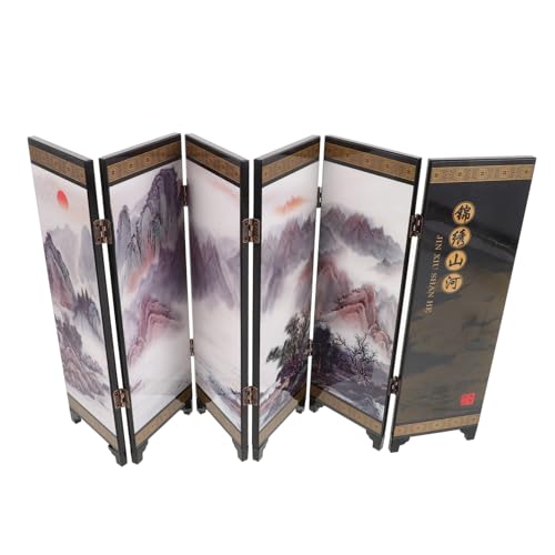UPKOCH 6 Kleiner Paravent Aus Antikem Lack Deko Chinesische Türteiler Desktop-bildschirmornamente Japanisches Raumteilerpaneel Japanischer Paravent Mini-raumteiler Hölzern von UPKOCH