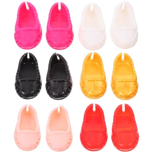 UPKOCH 6 Paar Puppenschuhe Mini, Ersatz-Dekorative Schuhe FüR 17 cm Puppen, Flache Kunststoffschuhe in Schwarz, Rot, Rosa, Weiß, Pink Und Gold UPKOCH 6 Paar Puppenschuhe Mini, Ersatz-Dekorative Schuhe FüR 17 cm Puppen, Flache Kunststoffschuhe in Schwarz, Rot, Rosa, Weiß, Pink Und Gold von UPKOCH