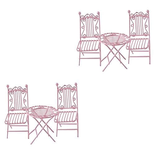 UPKOCH 6 STK Mini Tisch Und Stühle Aus Schmiedeeisen Rosa Stühle Miniaturen Mini-hausmöbel Stuhl Für Esstisch Miniatur-hausmöbel Mini-Spielzeug Miniaturpuppen Mini-Tisch Puppenhaus von UPKOCH