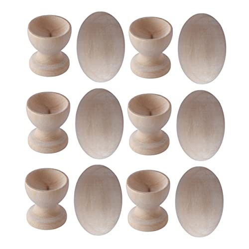 UPKOCH 6 Sätze Eiertablett-Ornamente Osterfest-Ei Künstliches Ei Aus Holz DIY-kunsthandwerk Osterei -dekorationskit Künstliche Holzeier Khaki Hölzern von UPKOCH
