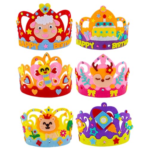 UPKOCH 6 Sätze Kronenhut geburtstagskrone birthday crown Geburtstagsfeier Dekoration Geburtstagskrone Kinderaccessoire Kopfbedeckungen für Kindergeburtstage DIY Vlieskrone von UPKOCH