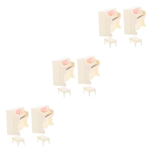 UPKOCH 6 Sätze Puppenhaus-Klavier Miniaturhaus Miniatur-klaviermodell Dekorativer Hocker Miniaturpuppen Miniaturklavier Und Hocker Mini-hauszubehör Kind Dekorationen Plastik Vertikal von UPKOCH