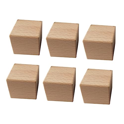 UPKOCH 6 Stück Holzspielzeug Holzwürfel Holzspielzeug Holzklötze Bauklötze Holz Bastelwürfel Quadratischer Block Kleinkinder Quadratische Würfel 'S Block Holzklötze Buche Khaki von UPKOCH