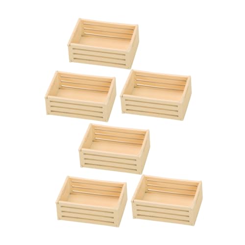 UPKOCH 6 Stück Maßstab Realistische Kunststoffkörbe in Naturholzfarbe Leicht Robust Vielseitig für Mini Hausdeko und Aufbewahrung Kleiner Accessoires von UPKOCH