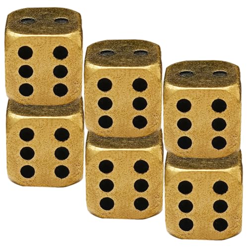 UPKOCH 6 Stück Messingwürfel Retro Würfel für Spiele Dekoration und Antike Design Spielwürfel für Tischspiele und Events von UPKOCH