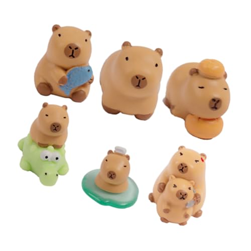 UPKOCH 6 Stück Mikrolandschaft Wasserschwein Figur Miniatur-Landschaftsdekoration Kleine Statue - Simulation von Tierornamenten Capybara Party Dekorationen Harz von UPKOCH