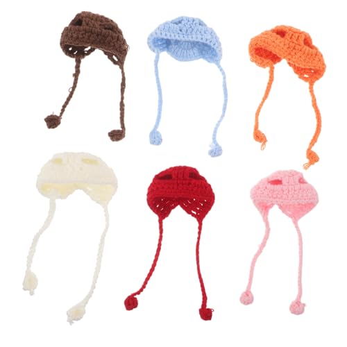 UPKOCH 6 Stück Mini Strickmützen aus Garn Kleine Handgestrickte Puppenhüte für Figuren und Haustiere Vielseitige DIY Weihnachtsbaumdekorationen Leichte und Kompakte Accessoires für von UPKOCH