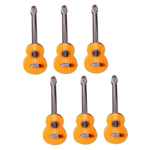 UPKOCH 6 Stück Puppenhausgitarre Gitarrenbasteln Miniaturgitarre Kleine Gitarrendekorationen Minigitarrenfigur Musikinstrumente Gitarrenstütze von UPKOCH