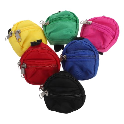 UPKOCH 6 Stück Puppenrucksack Puppen Anzieh Schultaschen Puppenzubehör Tragetasche Puppenhaustasche Miniatur Schulbedarf Puppen Anzieh Zubehör Rucksack Kawaii Rucksack Nylon von UPKOCH