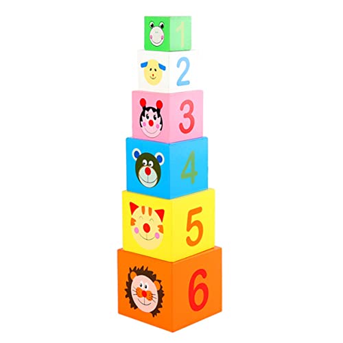 UPKOCH 6 Stück Schicht Auf Schicht Kindertrainingsspielspielzeug Schachteln Und Stapeln Von Blöcken Stapelbares Blockspielzeug Kindergeschenk Frühpädagogisches Hölzern von UPKOCH