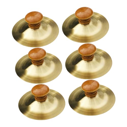 UPKOCH 6 Stück Schlaginstrument Für Mini-Becken Orff-Instrumente Handgongbecken Kleine Becken Mini-gong Marschierende Becken Kleine Fingerbecken Gong-Instrument Golden Hölzern von UPKOCH