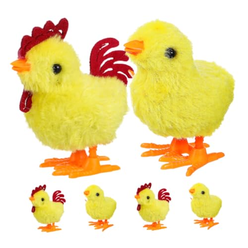 UPKOCH 6 Stück Teiliges Aufziehbare Plüschküken mit Realistischem Design Weichem Plüschfell und Hüpfender Bewegung Buntes Hüpftier für Kreatives und Osterdekoration von UPKOCH