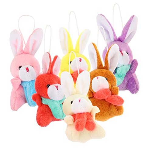UPKOCH 6 Stück Teiliges Bunte Plüsch Hasen Anhänger Weiche Gefüllte Bunny Schlüsselanhänger Kreative Deko Vielseitig als Taschen oder Rucksackanhänger Langlebig und Farbecht von UPKOCH