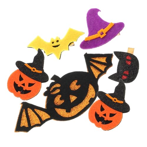 UPKOCH 6 Stück Teiliges Halloween Haarschmuck für Mädchen Kreative Haarspangen mit Kürbis Fledermaus und Hexenhut Design Glitzernde Party Haarclips Festliche Haarschmuck von UPKOCH