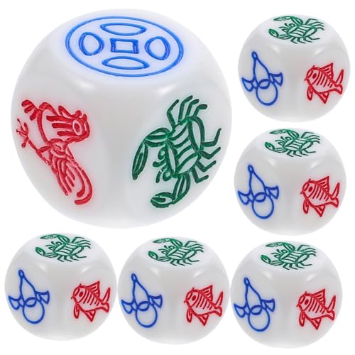 UPKOCH 6 Stück Teiliges Würfelset Fisch Krabbe Garnele Würfelspiel aus Robustem Resin Verschleißfest Leicht zu Greifen für Bar Party Ktv und Zuhause von UPKOCH