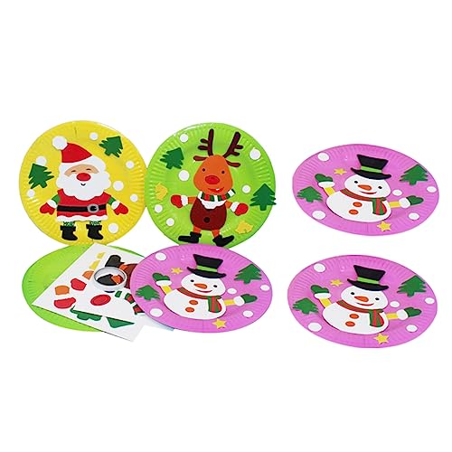 UPKOCH 6 Stück Weihnachts Pappteller Kinderspielzeug Weihnachtsbastelaufkleber Für Weihnachtskunst Und Handwerk Für Weihnachtsaufkleber Kinderteller Kinderaufkleber Pappteller von UPKOCH