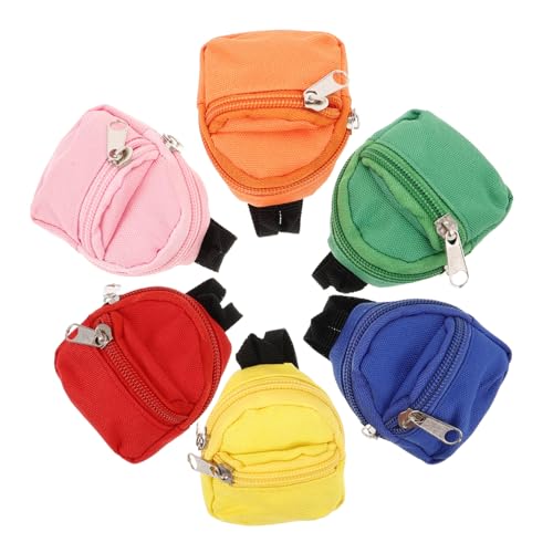 UPKOCH 6 Stück kleine Schultasche geldbörse Schlüsselbund Mini Tragen Kleiner Rucksack-Schlüsselanhänger Zubehör für Babypuppen Polyester von UPKOCH