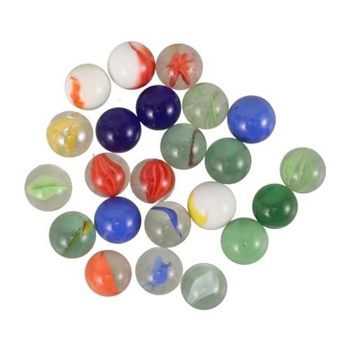 UPKOCH 60 Stück Farbige Glaskugel Farbenfrohe Glasperlen Handgemachte Glasperlen Tischspiel Glasperlen Tischspiele mit Glasmurmeln Blau Ball Marmor deko Fischglasperlen Regenbogen-Murmeln von UPKOCH