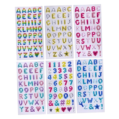 UPKOCH 6blätter Glitzer Buchstaben Und Zahlen Aufkleber Für Bunte Cartoon-Sticker Zur Dekoration Von Wänden Fenstern Und Mehr Selbstklebende Leuchtende Deko Für Kreative von UPKOCH