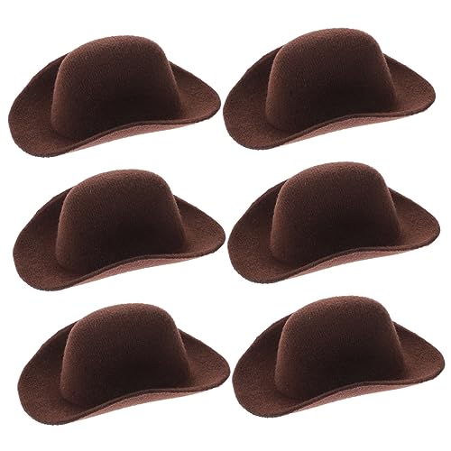 UPKOCH 6St Mini-Cowboyhut cowboyhut mini cowboyhut Westernhut für Puppen Cowboyhut für Cowboyhut für Puppen Kleiner Hut Minipuppenhüte zum Basteln Stoff Light Brown von UPKOCH