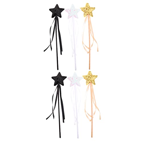 UPKOCH 6St Zauberstab aus Pailletten Gartenfee Märchenkostüm Kinderschmuck für Mädchen Feenflügel fairy wand für Feenhaftes Sternförmige Feenstäbe Stoff von UPKOCH