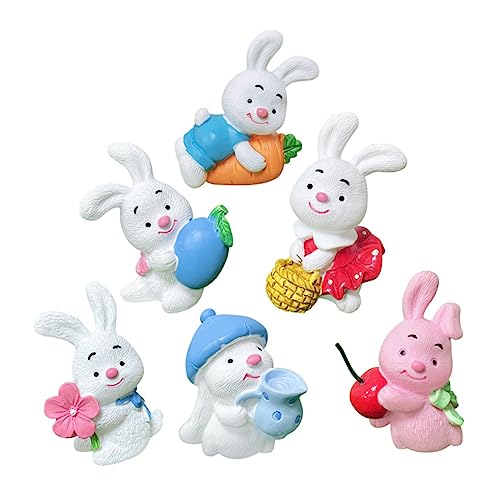 UPKOCH 6Stücke Hasen Kuchen Dekoration Teilig Niedliche Figuren Hochwertigem Harz Osterfeiern Tortendeko Und Mikrolandschaften von UPKOCH