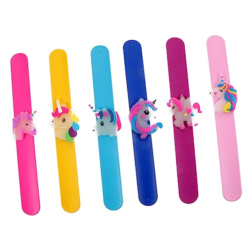 UPKOCH 6Stücke Leuchtende Silikon Snap Armbänder Einhorn Design Partygeschenke für Gastgeschenke oder Mitgebsel und Sicher für Jungen von UPKOCH