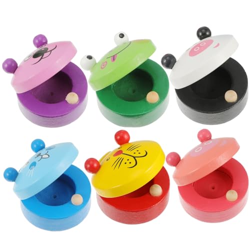 UPKOCH 6Stücke Teiliges Holzspielzeug Puzzle Musikinstrument Castanet für Pädagogisches Orff Instrument für Kreatives und Musikalische für Jahre Zufällige Tierdesigns von UPKOCH