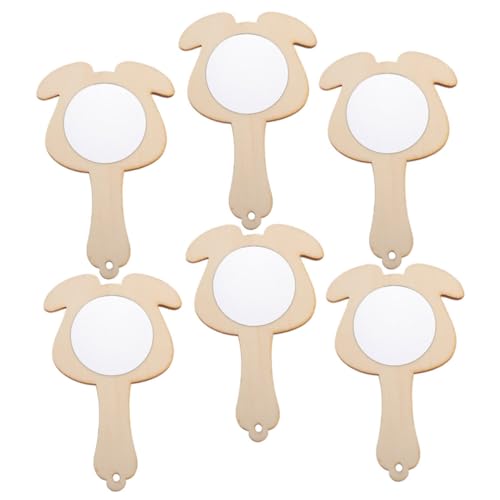 UPKOCH 6st Holzspiegel Basteln Für Bastelsets Für Mini -Spiegel Wahrer Spiegel Mädchen Mini- Wandspiegel Babyspiegel Für Die Wand Reisespiegel Hölzern Khaki von UPKOCH