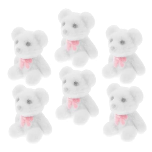 UPKOCH 6st Mini-bärpuppe Plüschbären-Kollektion Weiche Plüschtiere Mini-flockbären Mini-Tiere Tierische Dekorationen Dekorative Partyartikel Kleine Puppen Hochzeitsdekoration Weiß PVC von UPKOCH