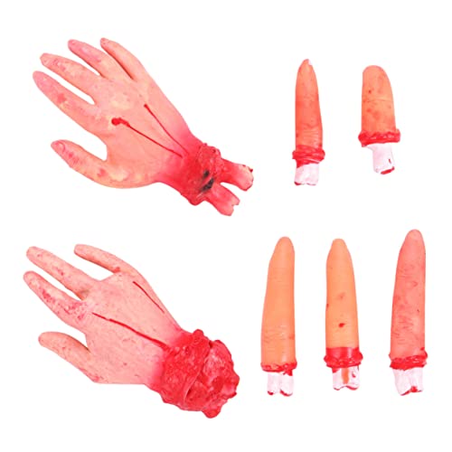 UPKOCH 7 Stück Halloween Prothetische Requisiten Dinosaurierkostüm Halloween-kostüme Für Hände Party Halloween-Finger Aufkleber Masken Halloween-reißzähne Die Füllwatte Khaki von UPKOCH