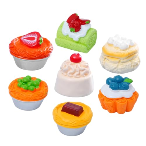 UPKOCH 7 Stück Miniaturdesserts Kuchen Oh Künstlich Dessert-simulationsmodell Fälschung Für Obst Lebensecht Kuchen -Faux -Dessert Essen Puppe Geburtstag Nachtisch Harz von UPKOCH