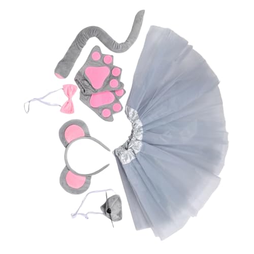 UPKOCH 7 Stück Teiliges Mauskostüm mit Tüllrock Ohren Nase Fliege und Handschuhen Atmungsaktiv Leichter Stoff Kreatives Tier Cosplay für Halloween Geburtstag und Partys von UPKOCH