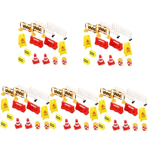 UPKOCH 70 STK Verkehr Straßenschild Barrikade Dekorative Pappteller Entwicklungsspielzeug Gelbes Warnschild Straßenschilder Spielset Mini-leitkegel Requisiten Kleinkind Puzzle Plastik von UPKOCH