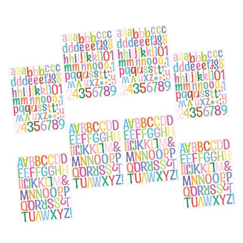 UPKOCH 8 Blätter Alphanumerische Aufkleber Buchstaben-Zahlen-Aufkleber Buchstabenaufkleber Alphabet-Aufkleber Zum Basteln Reflektierende Dekorative Zahlenaufkleber Vinyl Colorful von UPKOCH