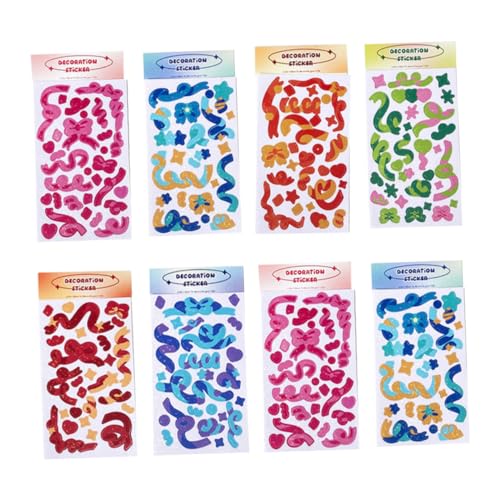 UPKOCH 8 Bögen Aufkleber – Dekorative Fotoaufkleber Entzückende Tagebuchaufkleber Für Kinder Bunt Und Geformt Vielseitig Verwendbar Für Geschenkpapier Schachteln Und Taschen von UPKOCH