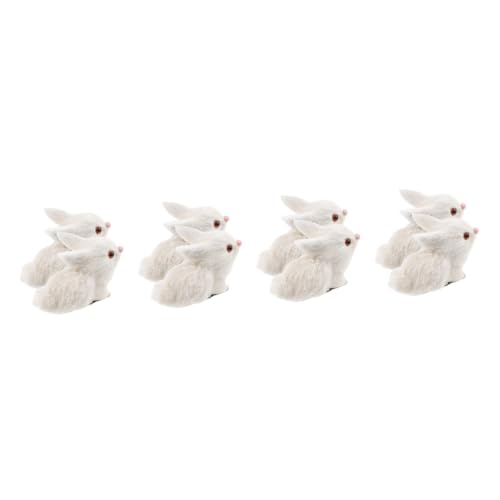 UPKOCH 8 STK Simulation Kaninchen Plüschpuppe 2023 Miniatur-Hasenfiguren Spielzeuge Modelle Wohnkultur Kaninchenstatue behaart Kunstpelz gefälscht schmücken Kind falsches Kaninchen Weiß von UPKOCH