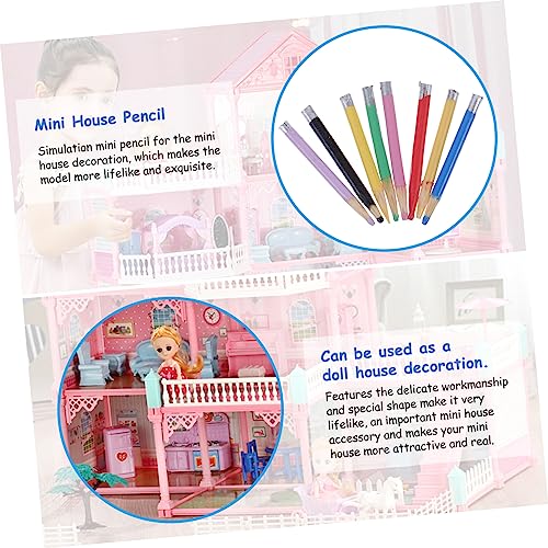 UPKOCH 8 Stück Puppenhaus Miniatur Buntstifte aus Bunte Mini Stifte Modell Langlebige Puppenhaus Dekoration für Schulzubehör und DIY Landschaft von UPKOCH