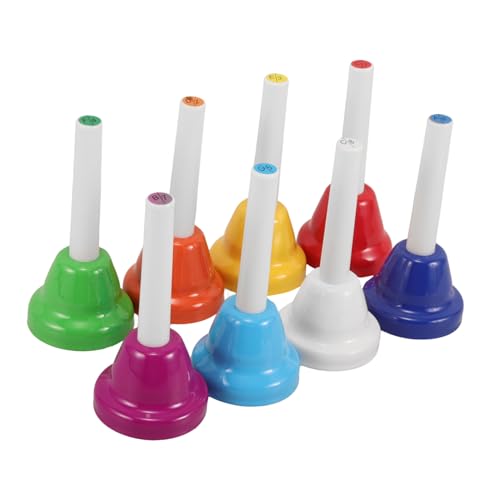 UPKOCH 8 Teiliges Musik Handglocken Set Klassenglocke Schlaginstrument Babyglocken Klassenzimmerglocke Kindermusikinstrumente Vorschulmusikinstrumente Schreibtischglocken von UPKOCH