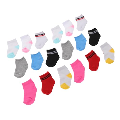 UPKOCH 9 Paare Puppensocken Baumwolle Präzise Passform Bunte Mini Action Figure Socken Für Mädchen Doll Accessoires Kreatives Spiel Geburtstag von UPKOCH
