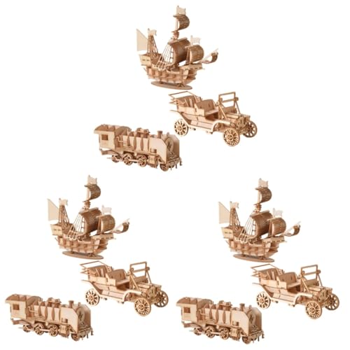 UPKOCH 9 Sätze Holzpuzzle für Jungen -Kits Miniaturen Spielzeug spaß car Kinder rätsel Auto Rätsel kinderpuzzles aus Holz 3D-Puzzles für Kinder Bahn Modellauto Blöcke malen Eltern-Kind von UPKOCH