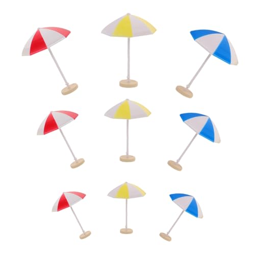 UPKOCH 9 Stück Teiliges Miniatur-strandschirm Kunststoff Dekorative Puppenhaus-mikrolandschaft mit Roten Gelben und Blauen Mini-sonnenschirmen in DREI für Garten- Strand Bastelprojekte von UPKOCH