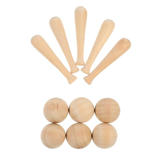 UPKOCH 90 STK Mini-Baseball unvollendetes Malspielzeug Schwenkwirbel Ornament Spielzeuge Toy Spielset aus Holz Kinderspielzeug Mini-Fledermaus Holzhandwerksverzierung Holzperlen Schläger von UPKOCH