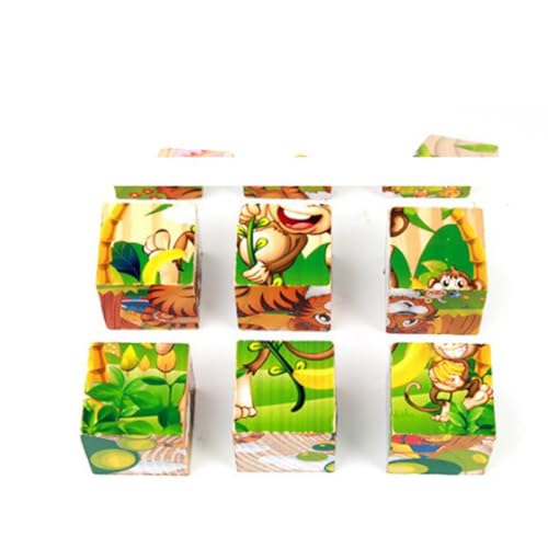 UPKOCH 9St Blöcke für Kinder Spielzeug untergeordnete Blöcke Kinder blockieren hölzern Puzzle sechsseitige Malerei Baby Bambus von UPKOCH