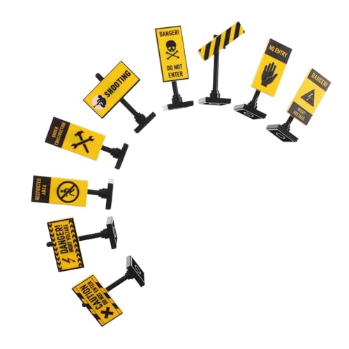 UPKOCH 9-teiliges Miniatur-Warnschild-Set Für Kinderspielzeug Verkehrs- Und Pädagogisches Spielset Mini-puppenhaus-zubehör Warnschilder Als Ornament von UPKOCH