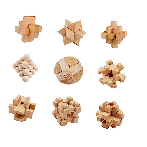 UPKOCH 9St Lubanschlösser aus Holz Luban-Schloss aus Holz Puzzle für Erwachsene Luban Schloss Spielzeug unlook Puzzle-Spiel Denkspiel Erwachsener Minsuo Neun Ringe Student Hölzern von UPKOCH