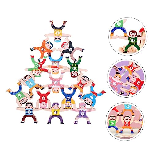 UPKOCH Balancespiel Holzbausteine Pädagogisches Gleichgewichtsspielzeug aus Natürlichem Massivholz Fördert Kreativität Feinmotorik und Hand Auge koordination für Jungen und Mädchen Ab von UPKOCH