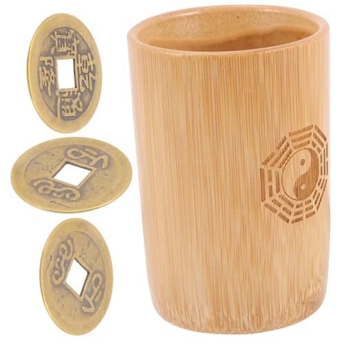 UPKOCH Bambus Wahrsagungsrohr mit Kupfermünzen Chinesisches Divinationsspiel Zubehör Kompakt und Vintage für Buddhistische Rituale Familienfeiern und Spirituelle Anwendungen von UPKOCH