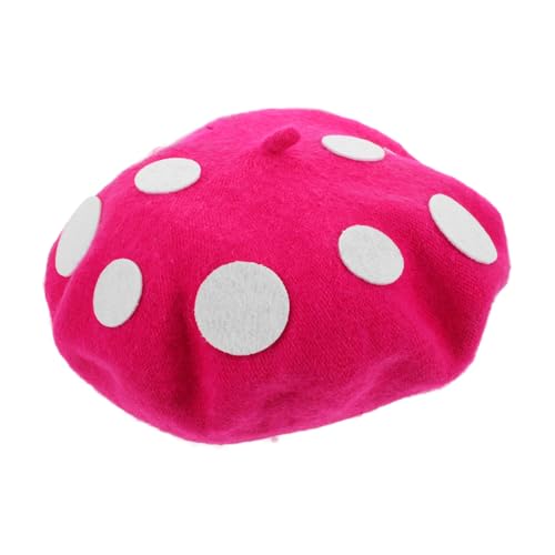 UPKOCH Baskenmützen halloween kopfschmuck Kinderkappe Halloween-Beanie-Schädelmütze Pilz-Strickmütze Beanie gestrickte Kürbismütze Pilz Kostüm Pilzelfenhut Wollmischung Rosy von UPKOCH