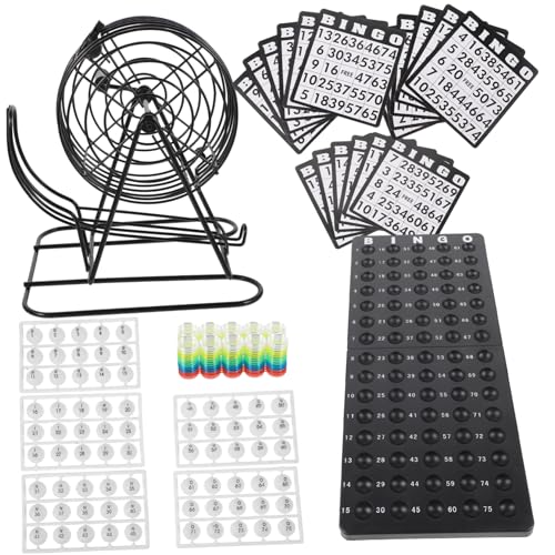 UPKOCH Bingo Spielset Amerikanischer Stil mit Langlebigen Farbigen Kugeln und Transparentem Schutz für Party Pub und Schule Vielseitiges Gesellschaftsspiel für Altersgruppen von UPKOCH